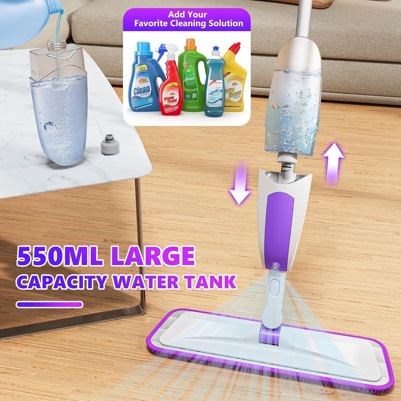 SEVENMAX Microfiber Spray Mops for Floor Cleaning - Dry Wet Floor Mop with Sprayer 3 Washable Pads fit Swiffer Powermop for Hardwood Laminate Tile Wood Vinyl Ceramic Home Kitchen Cleaning - Image 2